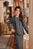 The Bay Broderie Kebaya Top - Black Checked