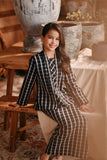 The Bay Broderie Kebaya Top - Black Checked