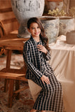 The Bay Broderie Kebaya Top - Black Checked