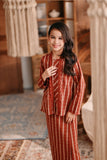 The Bay Broderie Kebaya Top - Terracotta Checked