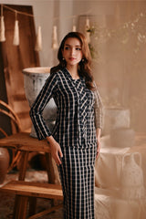 The Bay Women Broderie Kebaya Top - Black Checked