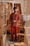 The Bay Men Kurta - Terracotta Checked