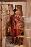 The Bay Men Kurta - Terracotta Checked