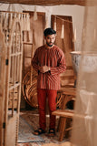 The Bay Men Kurta - Terracotta Checked