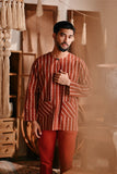 The Bay Men Kurta - Terracotta Checked