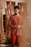 The Bay Men Kurta - Terracotta Checked