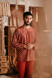 The Bay Men Kurta - Terracotta Checked