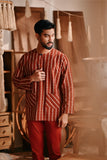 The Bay Men Kurta - Terracotta Checked