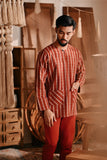 The Bay Men Kurta - Terracotta Checked