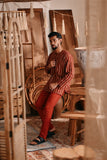 The Bay Men Kurta - Terracotta Checked