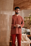 The Bay Men Kurta - Terracotta Checked