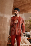 The Bay Men Kurta - Terracotta Checked