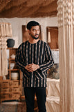 The Bay Men Kurta - Black Stripe