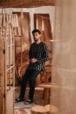 The Bay Men Kurta - Black Stripe