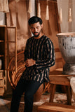 The Bay Men Kurta - Black Stripe