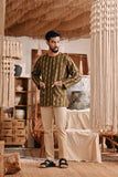 The Bay Men Kurta - Olive Stripe