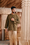 The Bay Men Kurta - Olive Stripe