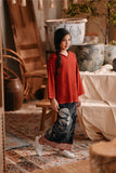 The Bay Broderie Kurung Blouse - Terracotta