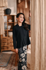 The Bay Broderie Kebaya Top - Black