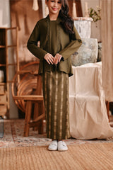 The Bay Folded Skirt - Olive Stripe