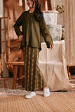 The Bay Folded Skirt - Olive Stripe