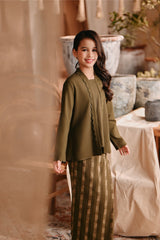 The Bay Broderie Kebaya Top - Olive