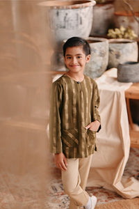 The Bay Kurta - Olive Stripe