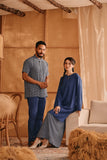 The Nest Women Kurung Riau Top - Steel Blue