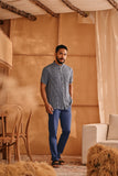 The Nest Men Batik Shirt - Blue Checked