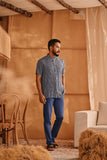 The Nest Men Batik Shirt - Blue Checked