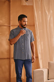 The Nest Men Batik Shirt - Blue Checked