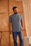 The Nest Men Batik Shirt - Blue Checked