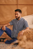 The Nest Men Batik Shirt - Blue Checked