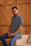 The Nest Men Batik Shirt - Blue Checked