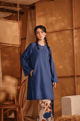 The Nest Women Kurung Riau Top - Steel Blue