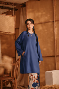 The Nest Women Kurung Riau Top - Steel Blue