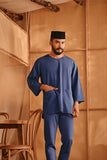 The Nest Men 3/4 Sleeve Kurta - Steel Blue