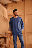 The Nest Men 3/4 Sleeve Kurta - Steel Blue