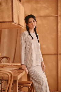 The Nest Women Back Pleated Blouse - Earth Checked