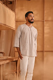 The Nest Men 3/4 Sleeve Kurta - Earth Checked