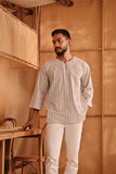 The Nest Men 3/4 Sleeve Kurta - Earth Checked