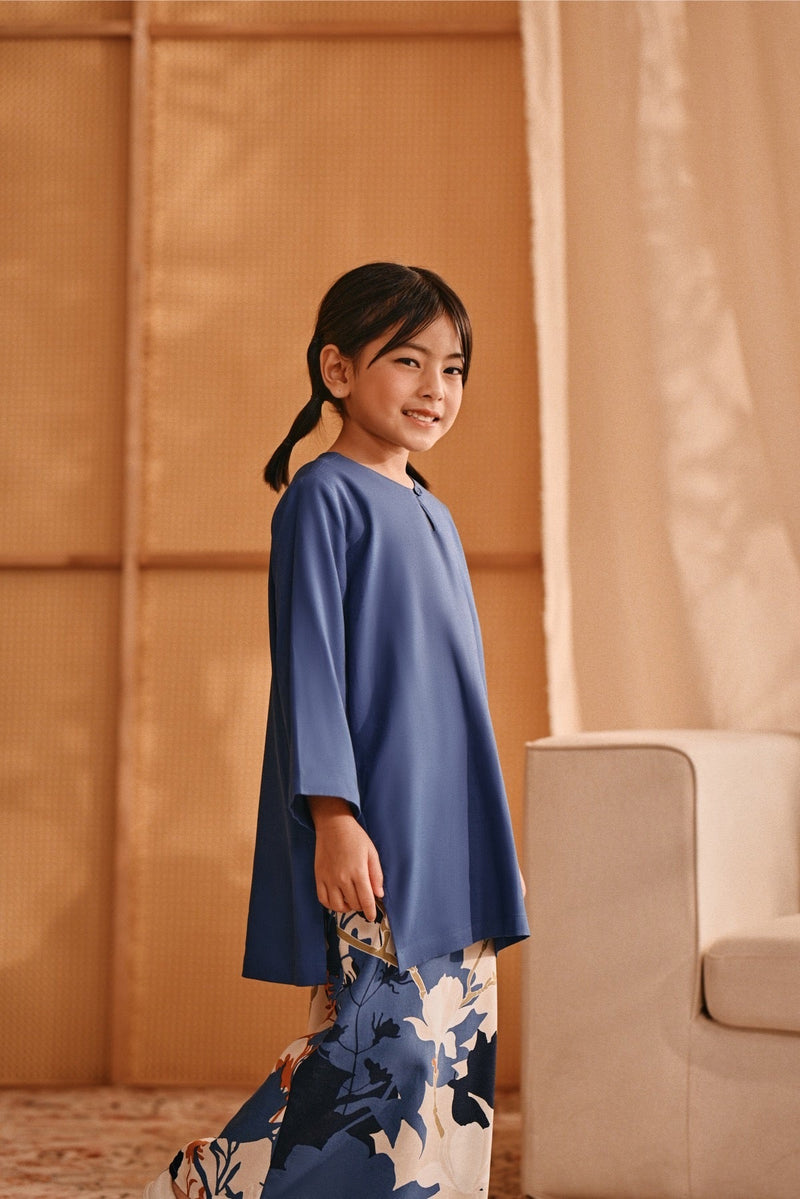 The Nest Kurung Riau Top - Steel Blue