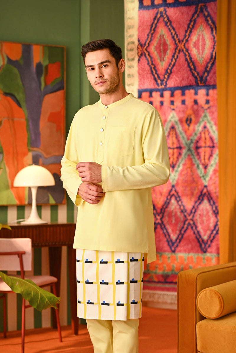The Rasa Cinta Men Baju Melayu Top - Light Yellow