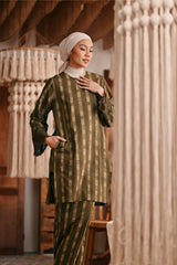 The Bay Women Summer Kurung Top - Olive Stripe