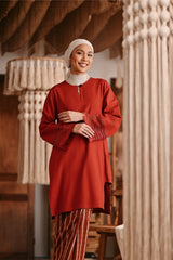 The Bay Women Summer Kurung Top - Terracotta