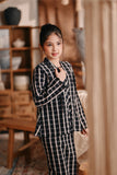 The Bay Broderie Kebaya Top - Black Checked