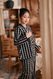 The Bay Broderie Kebaya Top - Black Checked