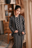 The Bay Broderie Kebaya Top - Black Checked