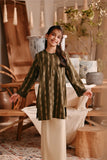 The Bay Summer Kurung Top - Olive Stripe