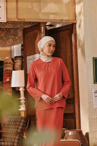 The Akar Kita Women Kedah Blouse Top - Red Dash